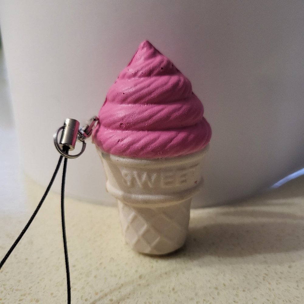 Kawaii Strawberry Ice Cream cone squishy toy cell phone strap